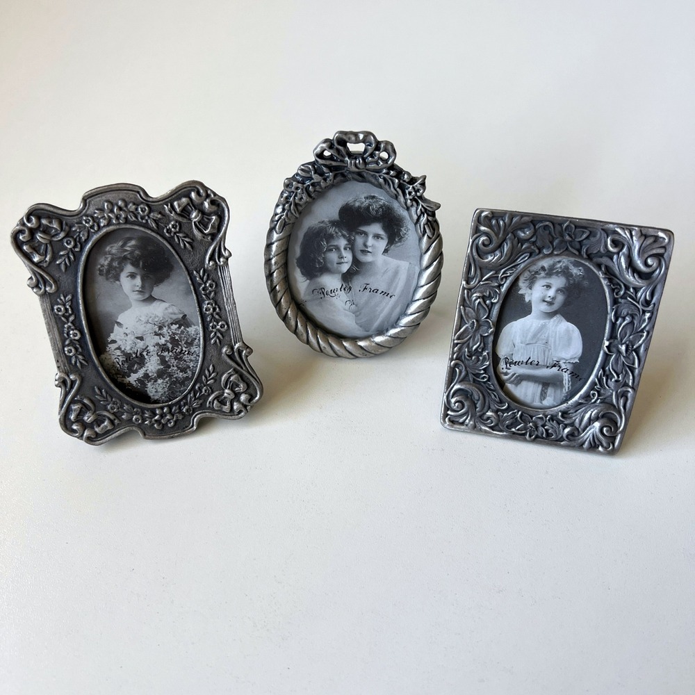 Vintage 1994 Macy's Pewter Mini Picture Frame Set of 3 NOS Original Box